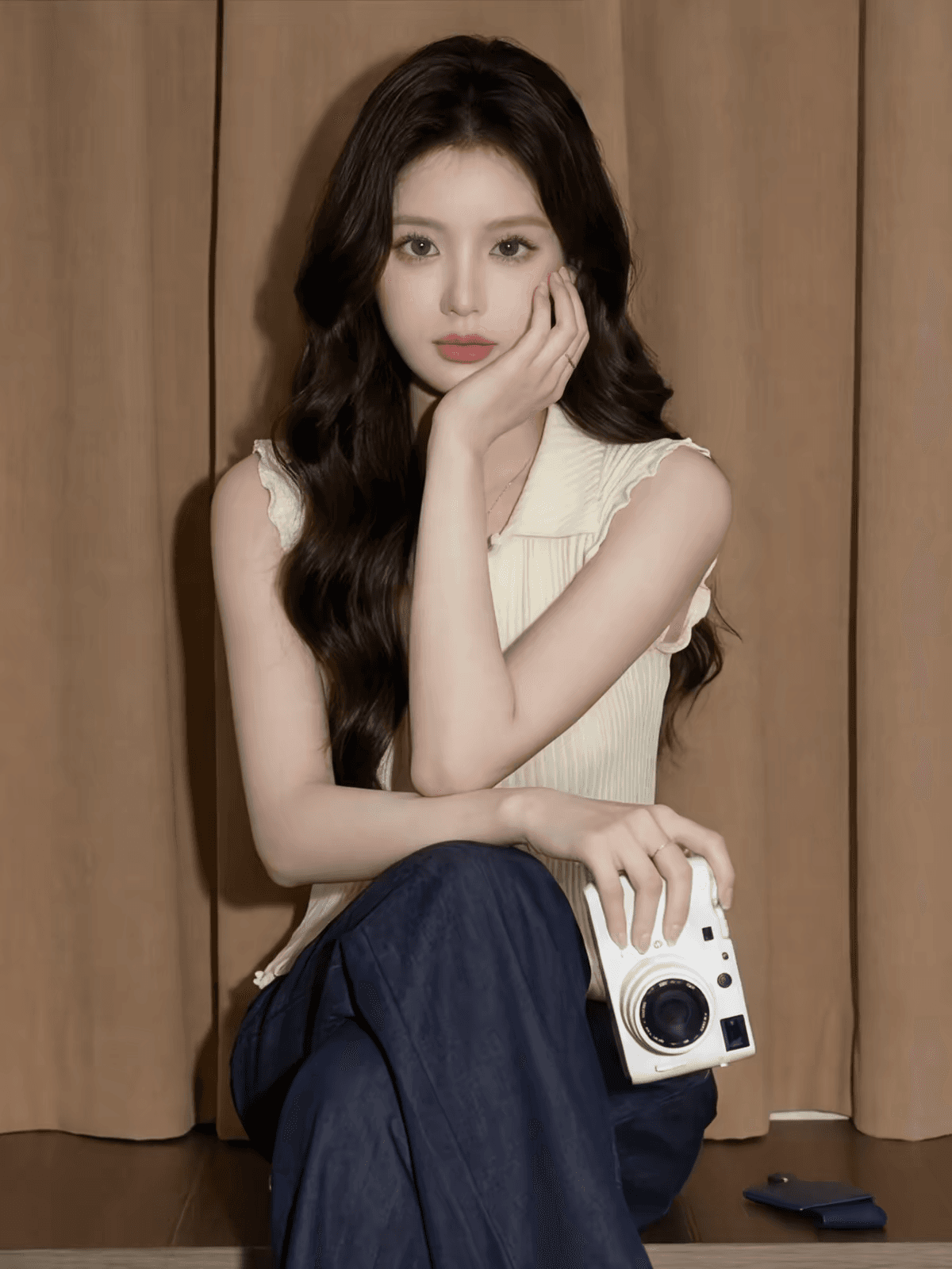화이트 POLO 칼라 캐미솔 여름 고유 한 아름다운 자이언트 잘 생긴 고급 센스 외출용 해변가 민소매 작은 맨위 상세 이미지 4