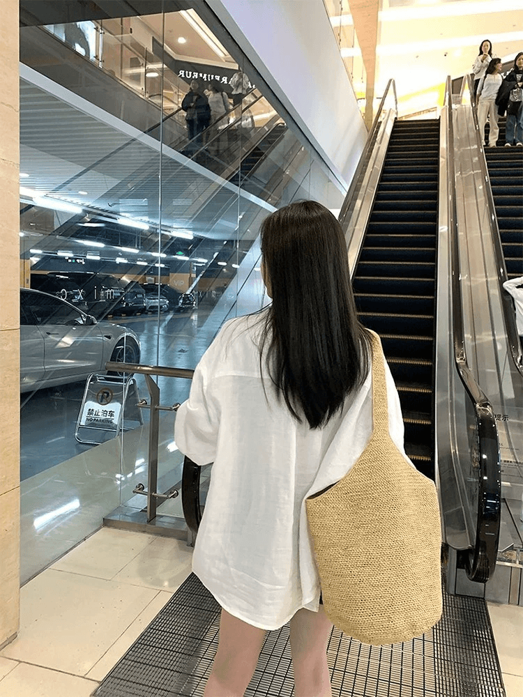 오래된 돈 바람 클래식 섹션 화이트 라미 긴팔 루즈핏 여성 셔츠 가을 새로운 고급 센스 얇은 스타일 자외선 차단 셔츠 상세 이미지 1