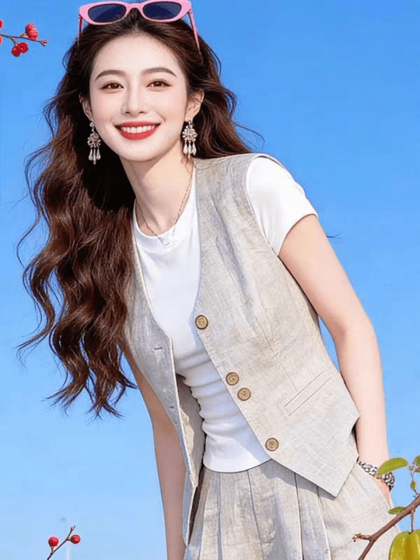 익스트림 제인 바람 패션 세트 여성 2026 여름 새로운 고급 센스 베스트 인사이드 가져 가라. 티셔츠 넓은 다리 길이 바지 3종 세트 상세 이미지 3