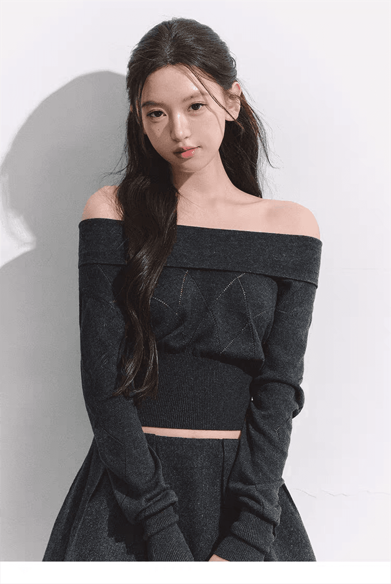 레트로 느슨함 센스 말뚝 더미 흔들다 칼라 다이아몬드 모양 무늬 니트 스웨터 여성 봄 가을 허리 수축 슬림해 보이는 인사이드 가져 가라. 만나는 짧은 맨위 이미지 3