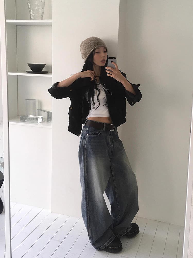 한국 chic 가을 새로운 프랑스식 레트로 스타일 폴로 칼라 주머니 루즈핏 다용도 쇼트 스타일 긴팔 재킷 여성 코트 이미지 2