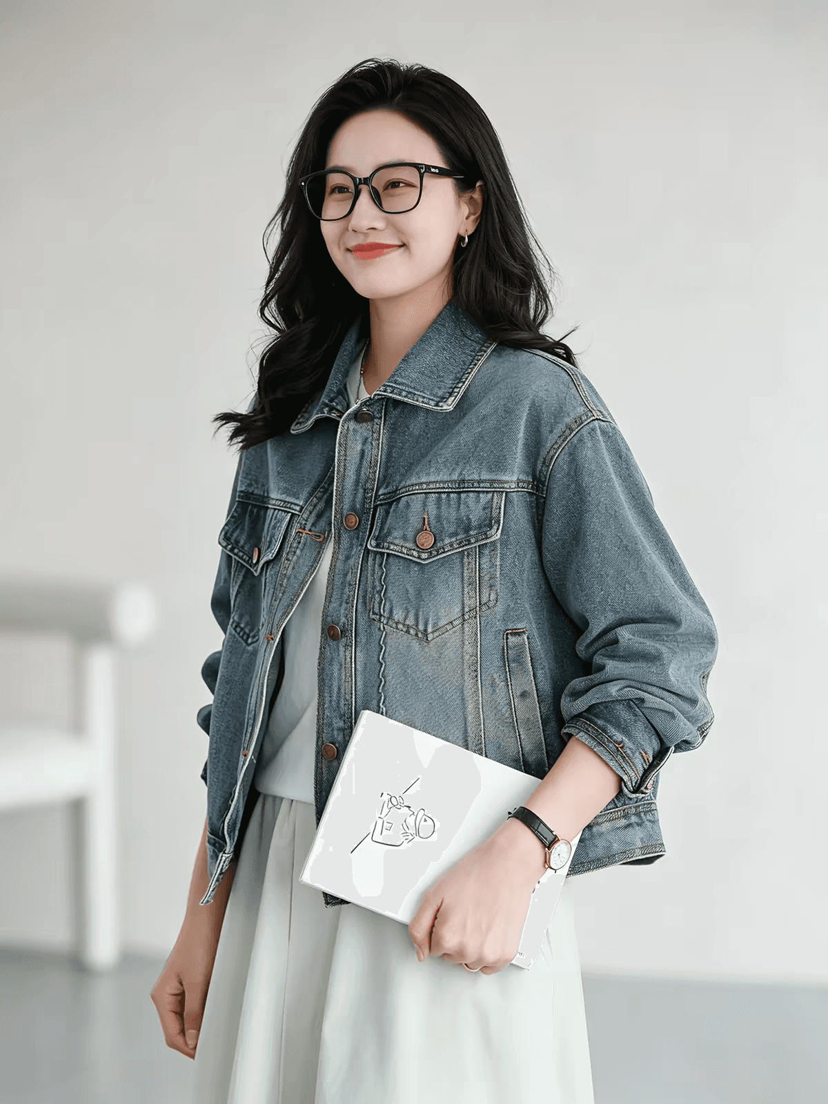 쇼트 스타일 데님 여성 코트 폴로 칼라 캐주얼 다용도 루즈핏 슬림해 보이는 가을 새로운 한국 스타일 긴팔 맨위 상세 이미지 1