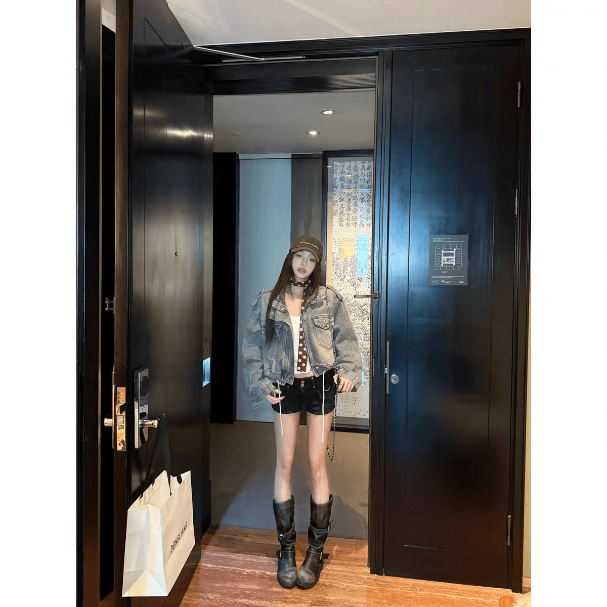linyis 한 부서 레트로 워싱 무거운 작업 데님 여성 코트 봄 가을 새로운 다용도 루즈핏 외부 잡아라. 의류 이미지 5
