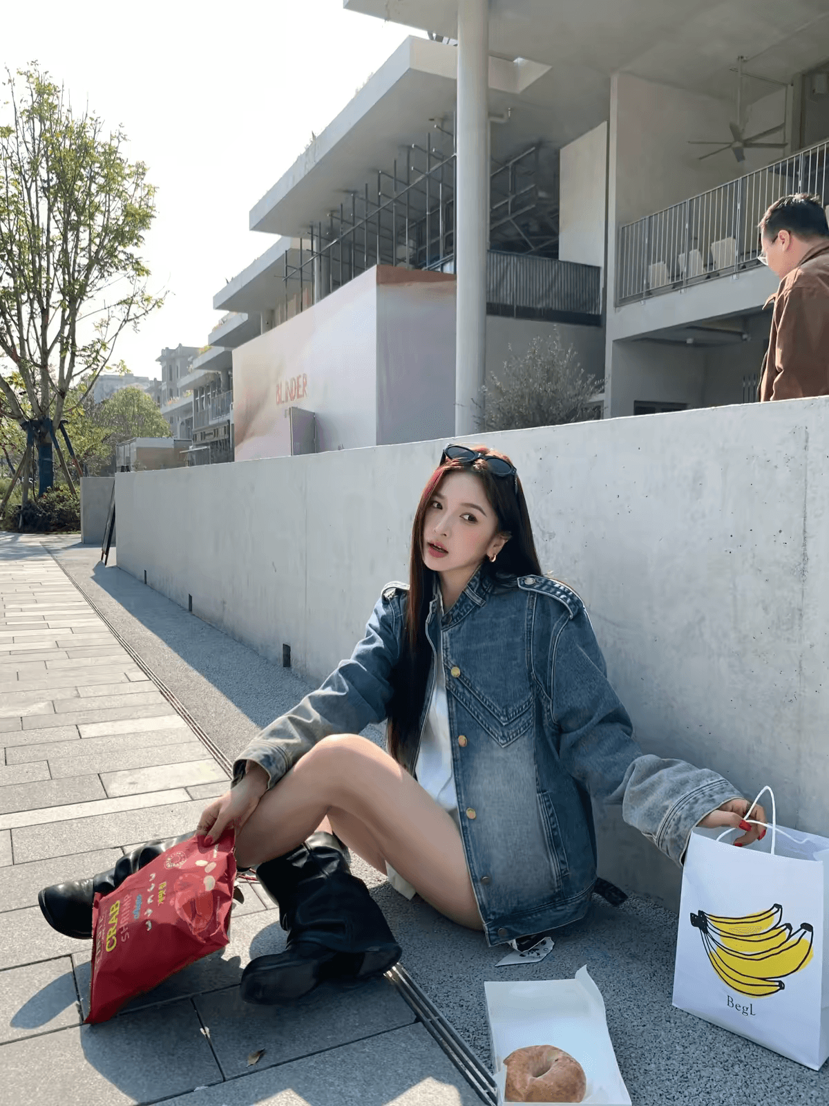 pphome 레트로 오토바이 바람 파란색 워싱 폴로 칼라 데님 여성 코트 봄 캐주얼 루즈핏 재킷 맨위 이미지 4