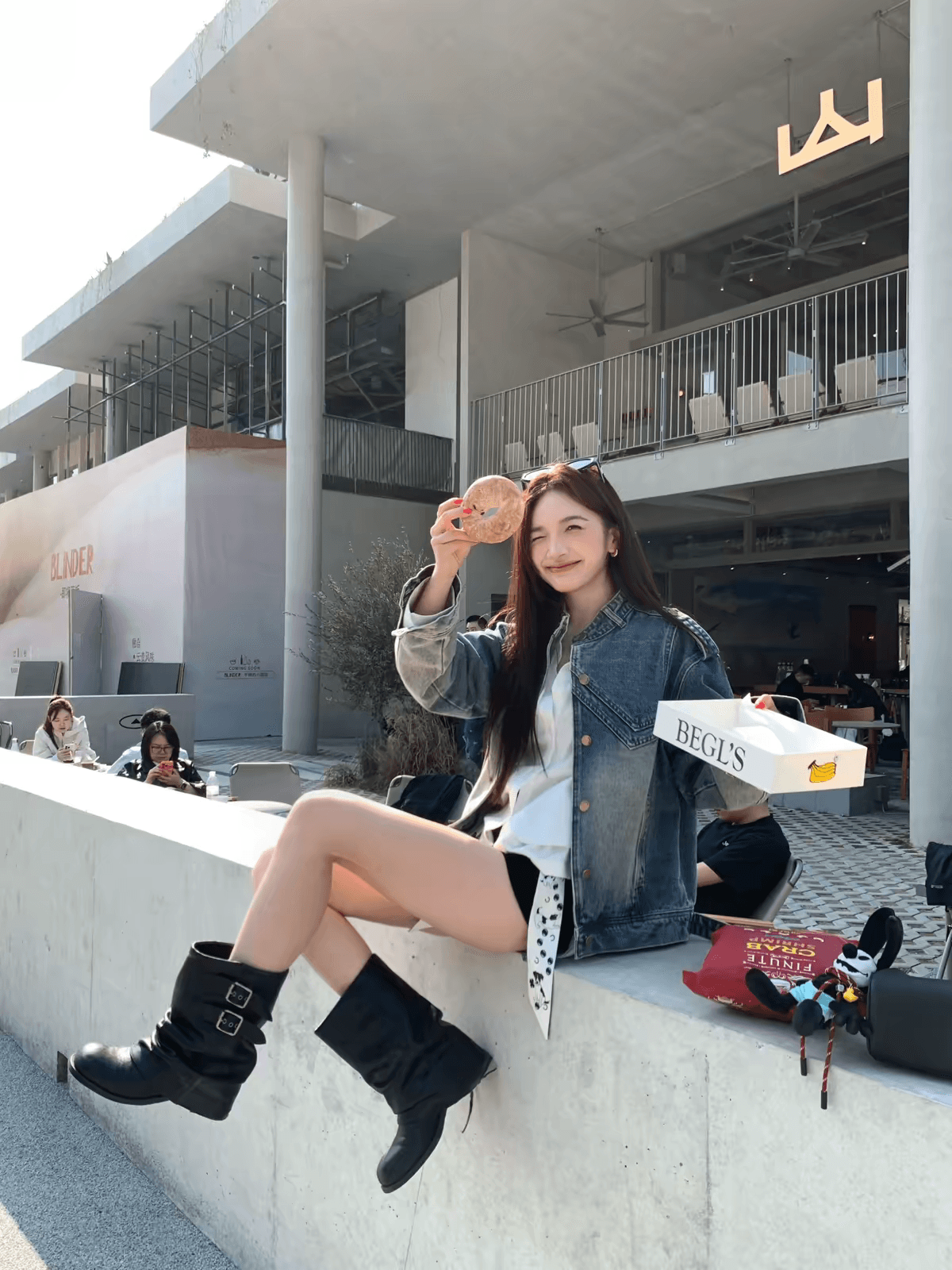 pphome 레트로 오토바이 바람 파란색 워싱 폴로 칼라 데님 여성 코트 봄 캐주얼 루즈핏 재킷 맨위 상세 이미지 3