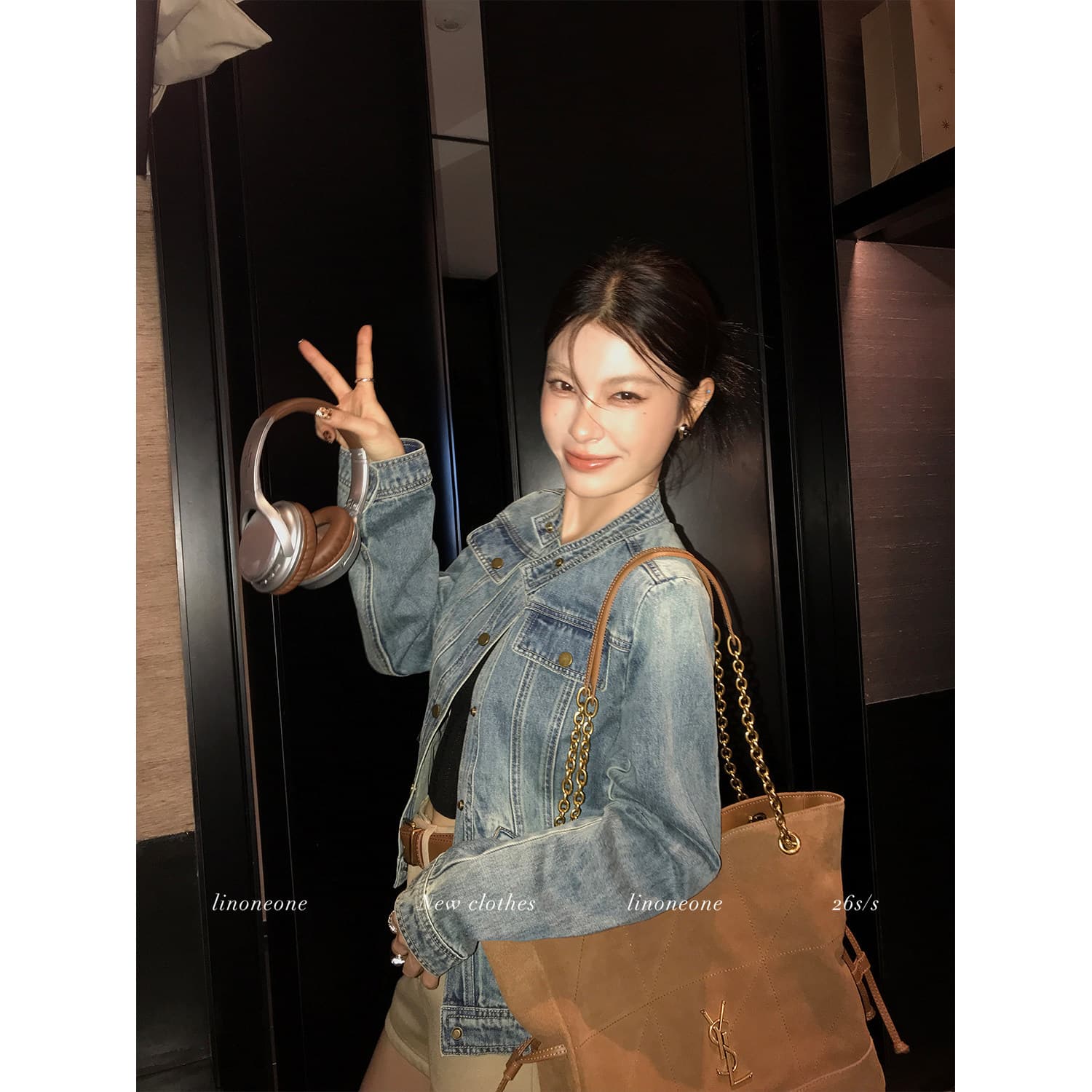 linoneone 반항적 인 아메리칸 무거운 작업 워싱 마 오래된 편안함 면 100% 파란색 데님 재킷 재킷 경량 상세 이미지 3
