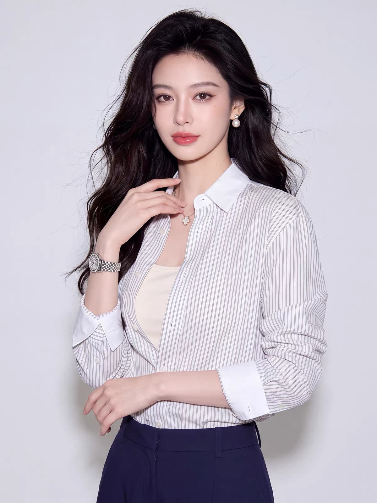 프랑스식 디자인 센스 스트라이프 여성 셔츠 2026 새로운 얇은 스타일 출퇴근 긴팔 셔츠 코치 사소한 맨위 이미지 3
