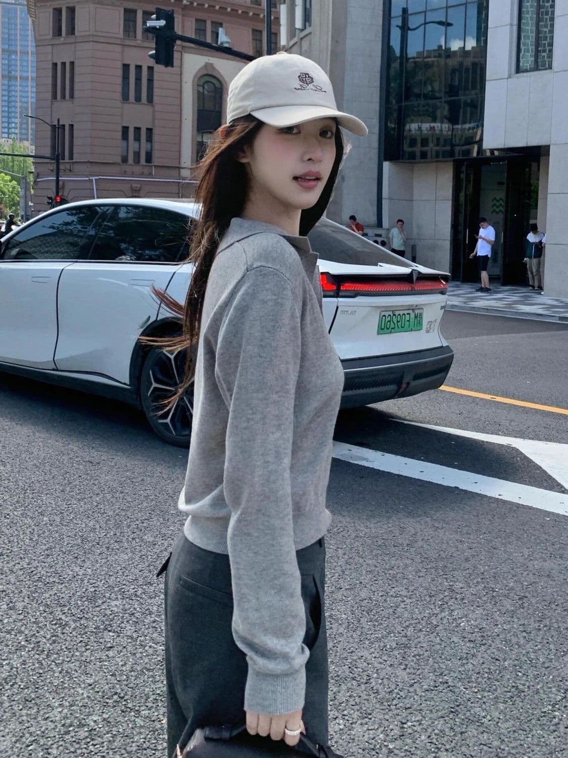 lin12- 높음 지혜 빛 사람들 스웨터 오래된 돈 바람 POLO 칼라 니트 스웨터 여성 느긋한 캐주얼 V넥 긴팔 맨위 상세 이미지 8