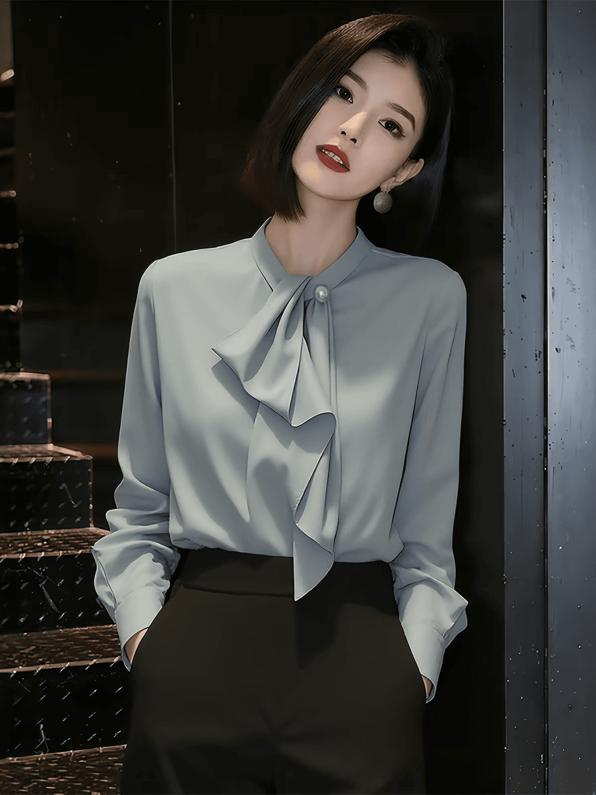 프랑스식 아름다운 리본 여성 셔츠 가을 2026 년 새로운 미니멀리즘 패션 작은 셔츠 고급 절묘한 빛 럭셔리 셔츠