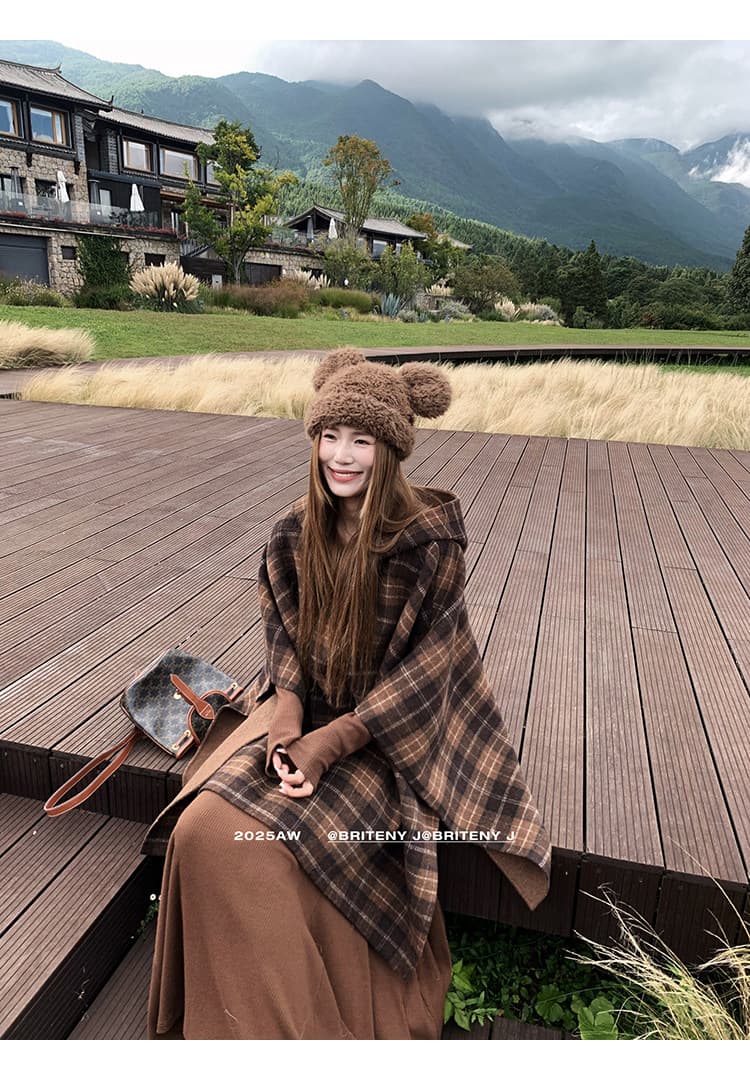 작은 6 월 6 월 브리트니 고대 복장 소녀 bbr 클래식 체크무늬 시리즈 후드 망토 코트 여성 새로운 색상 2.0 상세 이미지 1