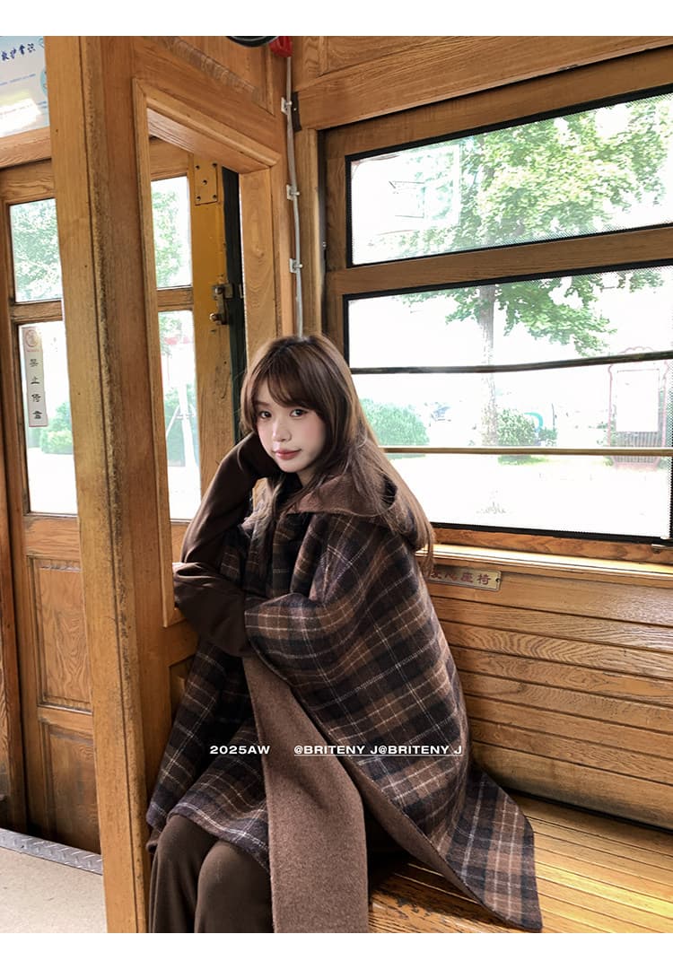 작은 6 월 6 월 브리트니 고대 복장 소녀 bbr 클래식 체크무늬 시리즈 후드 망토 코트 여성 새로운 색상 2.0 상세 이미지 3