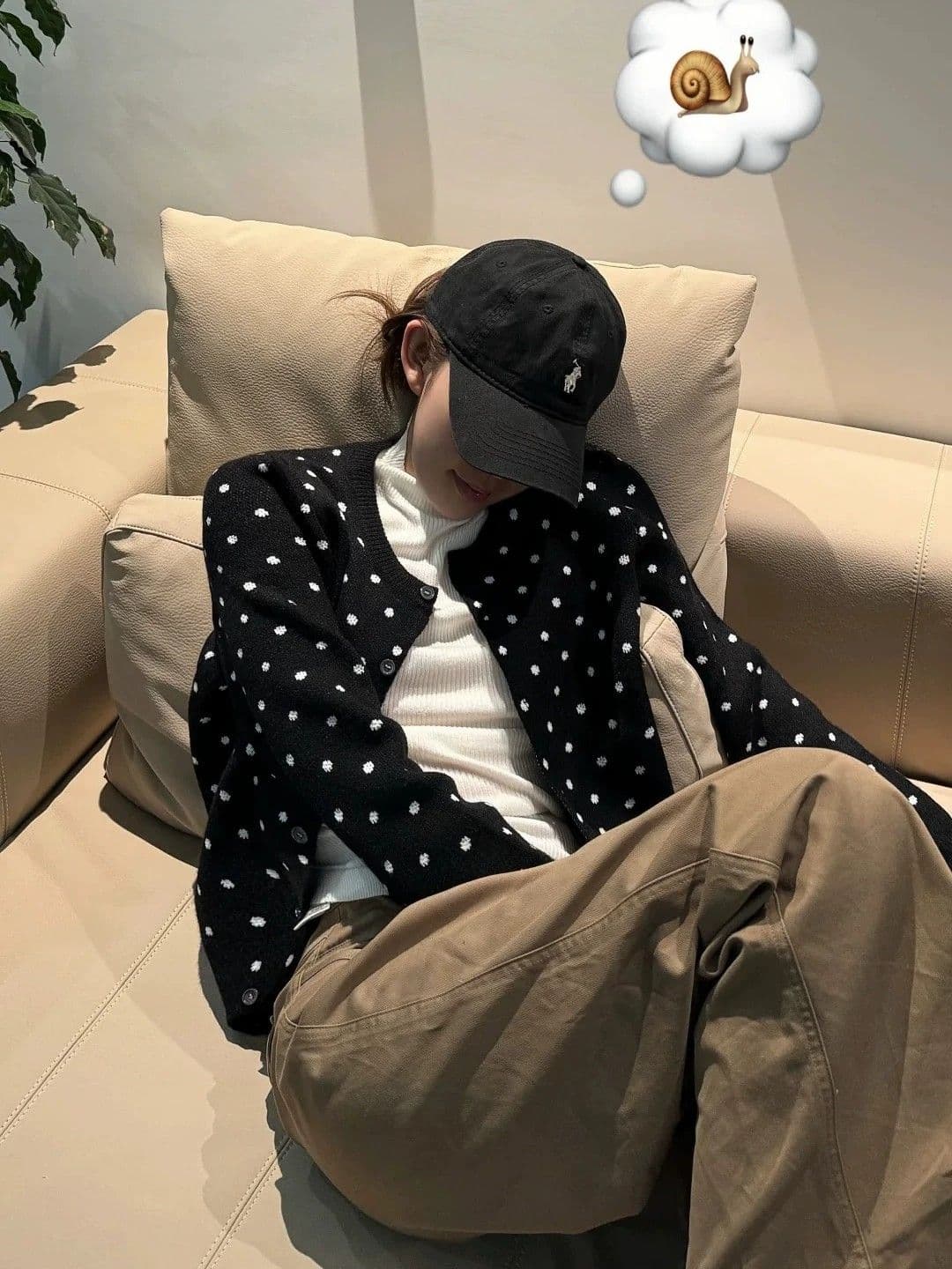 한 부서 부드러운 바람 ins 배색 도트 무늬 털 니트 스웨터 여성 셔츠 오픈 가디건 봄 가을 단추 재킷 이미지 3