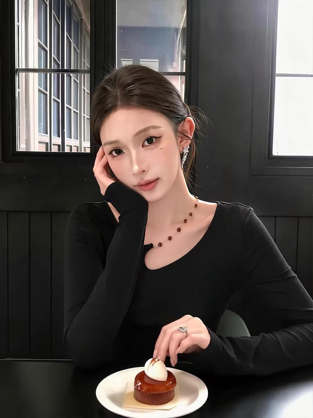 검정색 긴팔 티셔츠 여성 가을 핫걸 착용 가져 가라. 몸매 가꾸기 인사이드 가져 가라. 기본 셔츠 맨위 이미지 2