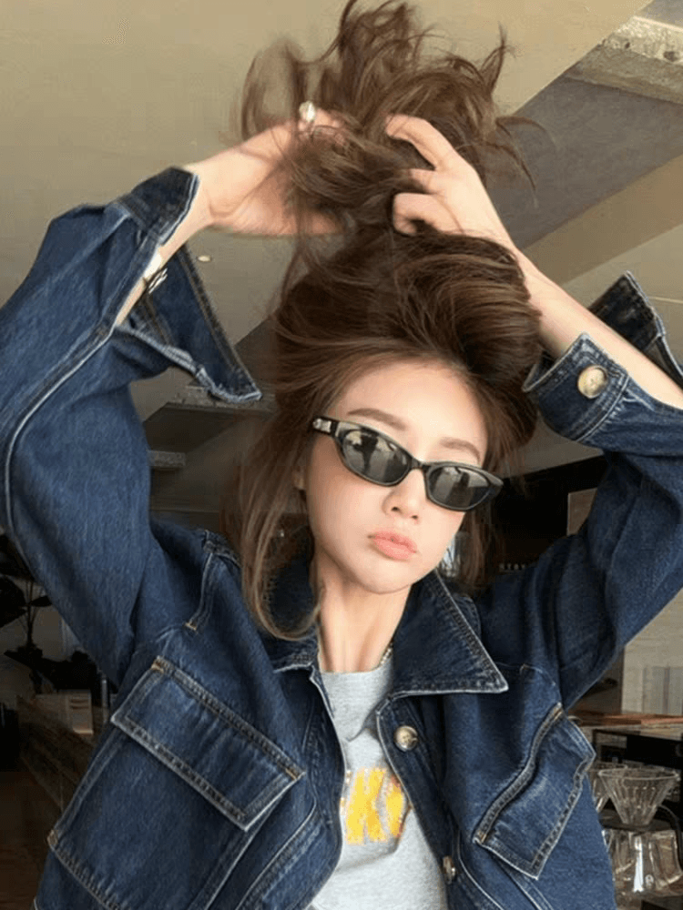 아메리칸 레트로 파란색 데님 여성 코트 봄 가을 2026 새로운 작은 키 쇼트 스타일 패션 다용도 캐주얼 재킷 이미지 4