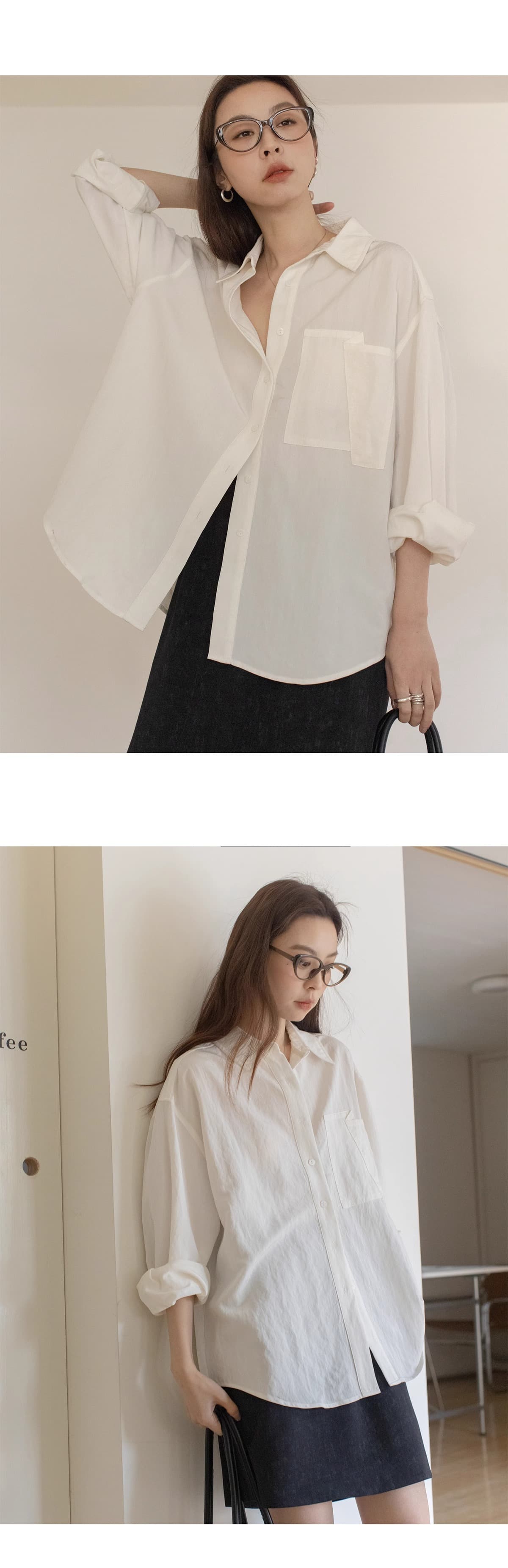 단색 미니멀리즘 폴로 칼라 여성 셔츠 봄 여름 2025 새로운 캐주얼 빅 포켓 도루 센스 긴팔 맨위 상세 이미지 10