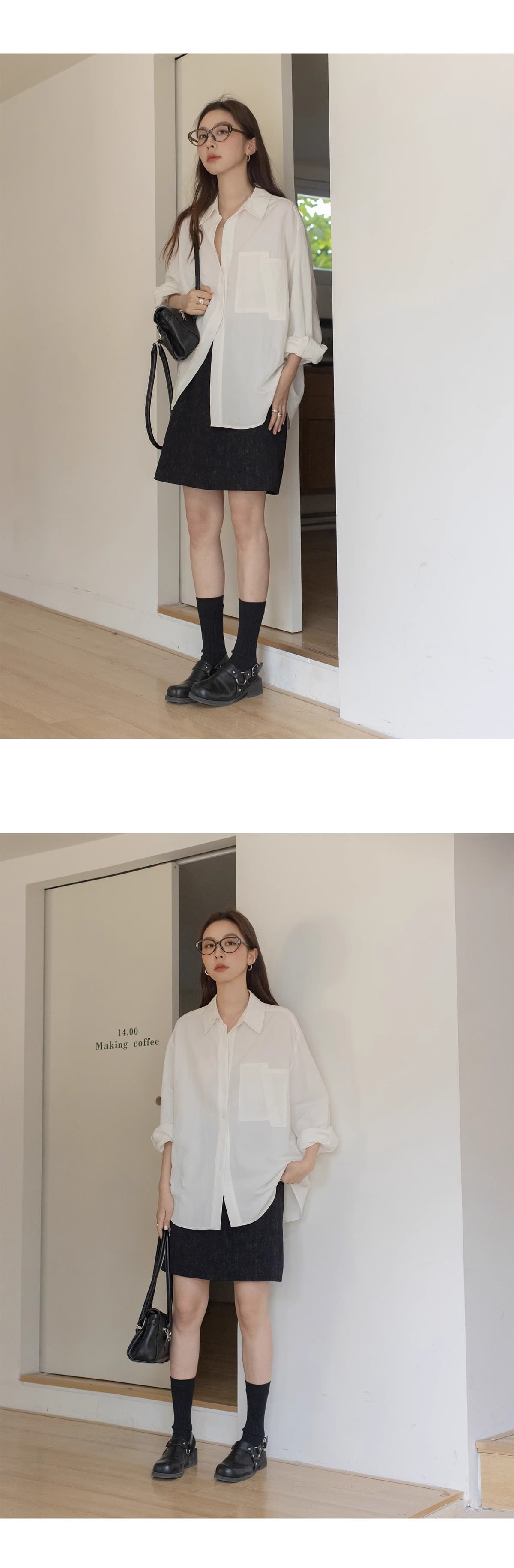 단색 미니멀리즘 폴로 칼라 여성 셔츠 봄 여름 2025 새로운 캐주얼 빅 포켓 도루 센스 긴팔 맨위 상세 이미지 12