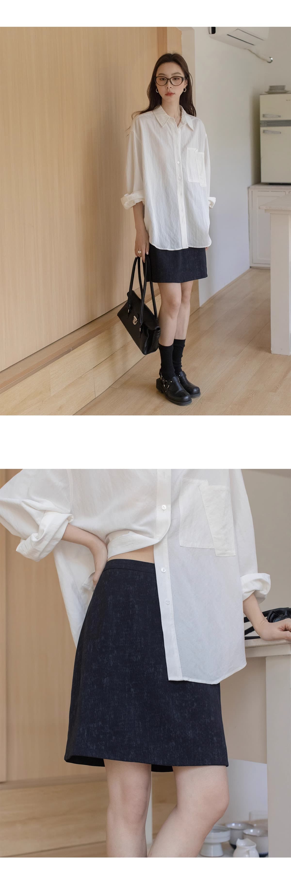 단색 미니멀리즘 폴로 칼라 여성 셔츠 봄 여름 2025 새로운 캐주얼 빅 포켓 도루 센스 긴팔 맨위 상세 이미지 14