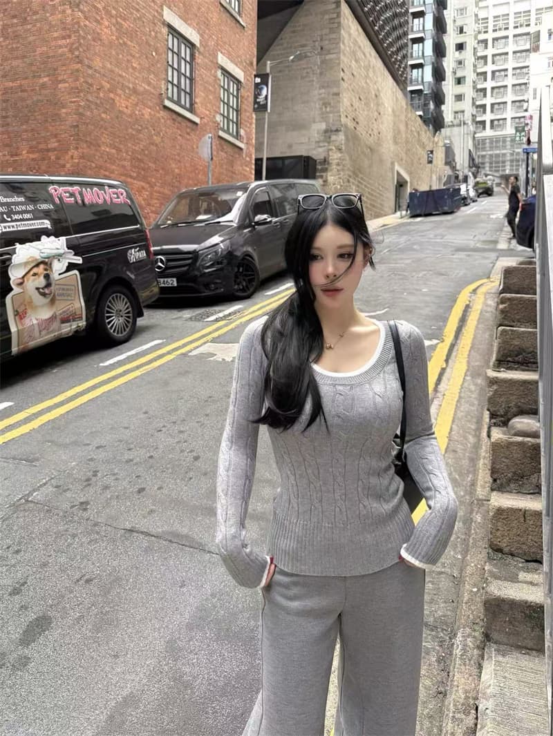 봄 가을 새로운 마이크로 지방 레트로 꽈배기 패치워크 색상 털 니트 스웨터 여성 몸매 가꾸기 슬림해 보이는 스웨터 상세 이미지 10