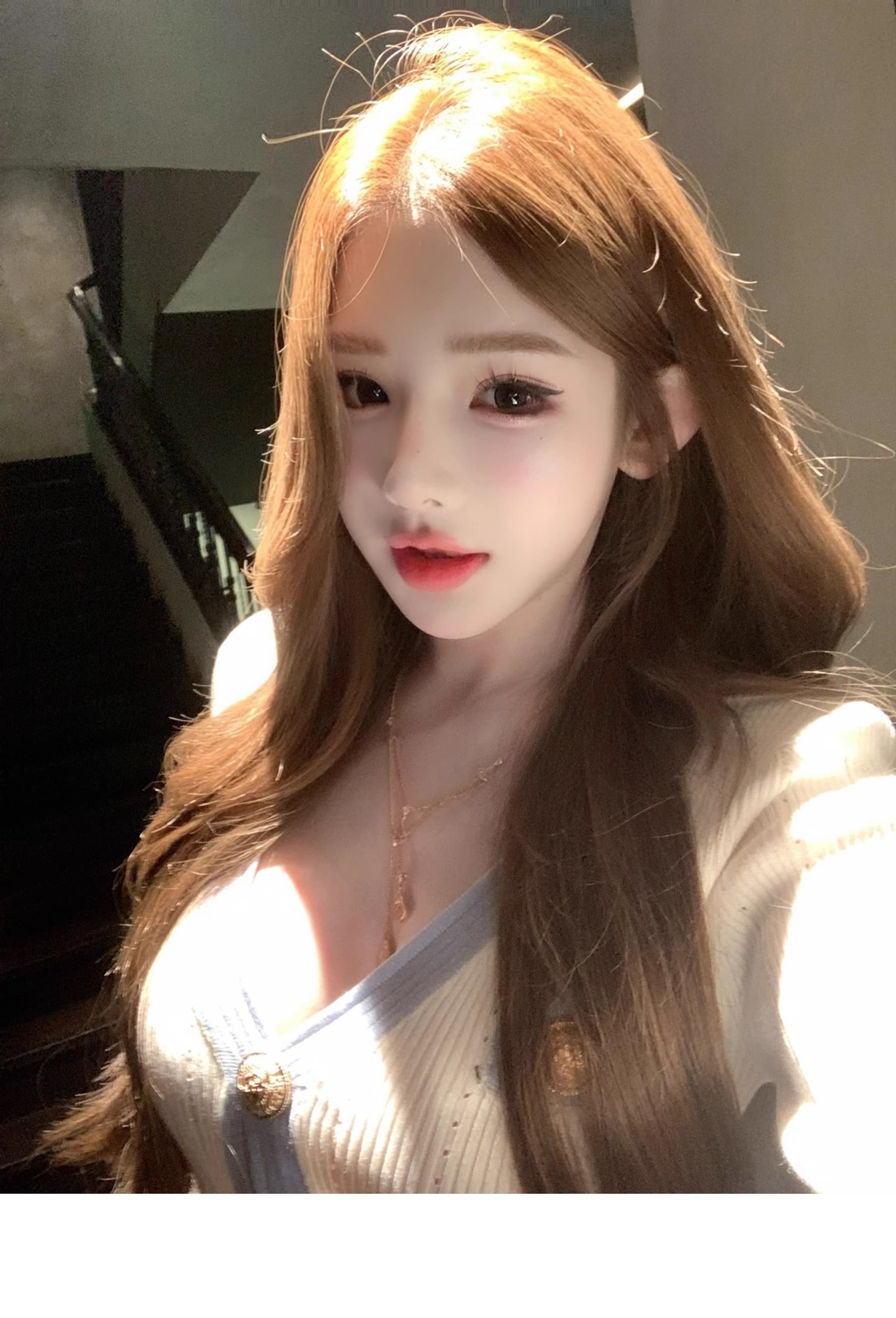 한국 동대문 V넥 니트 스웨터 드레스 Jiao 욕망 천 골드 소녀 심장 기계 달콤한 매운맛 바람 허리 수축 타이트 스커트 상세 이미지 9