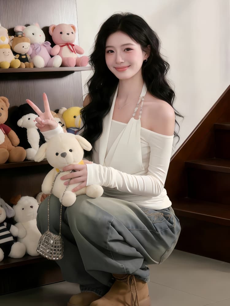 2026 봄 핫걸 착용 가져 가라. 화이트 페이크 레이어드 흔들다 칼라 패치워크 긴팔 쉬폰 블라우스 아름다운 그레이트 봐 의류 상세 이미지 4