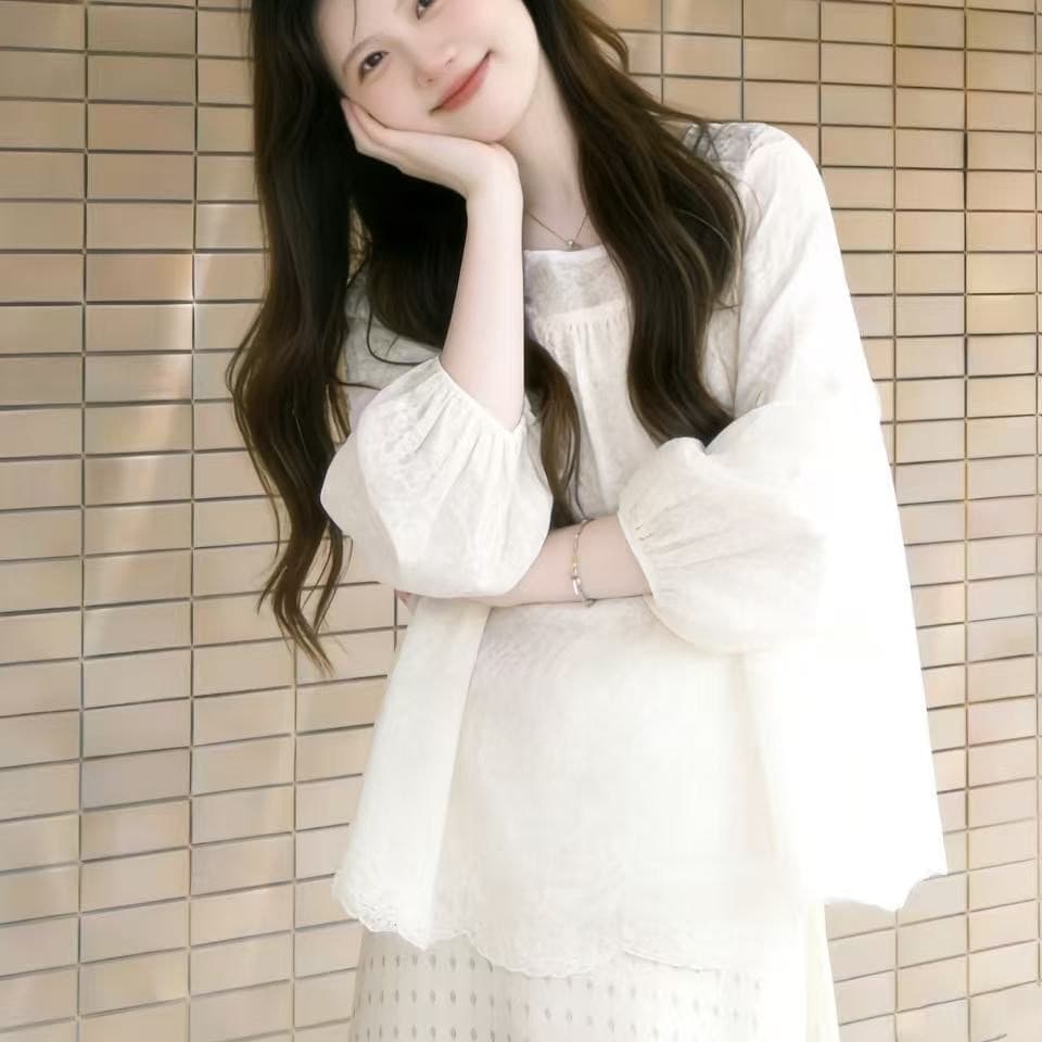 한 부서 달콤한 스타일 세트 여성 연령 감소 슬림해 보이는 셔츠 2026 슈퍼 화재 착용 가져 가라. 전체 집합 새로운 도트 무늬 반신 스커트 이미지 5