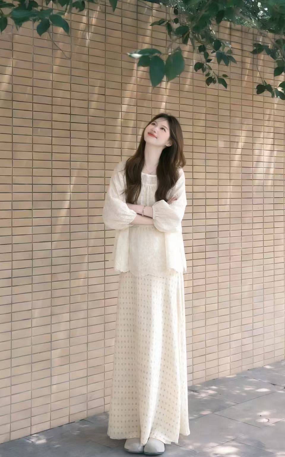 한 부서 달콤한 스타일 세트 여성 연령 감소 슬림해 보이는 셔츠 2026 슈퍼 화재 착용 가져 가라. 전체 집합 새로운 도트 무늬 반신 스커트 상세 이미지 2