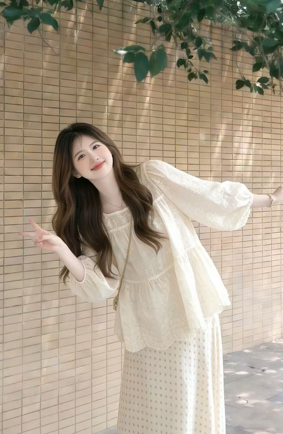 한 부서 달콤한 스타일 세트 여성 연령 감소 슬림해 보이는 셔츠 2026 슈퍼 화재 착용 가져 가라. 전체 집합 새로운 도트 무늬 반신 스커트 상세 이미지 4