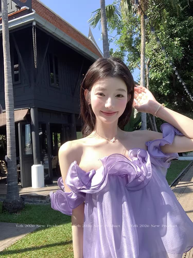 yoli 장 宥 이익 여름 편지 황색 프릴 시폰 셔츠 여성 봄 미니멀리즘 루즈핏 슬림해 보이는 오프숄더 맨위 상세 이미지 17