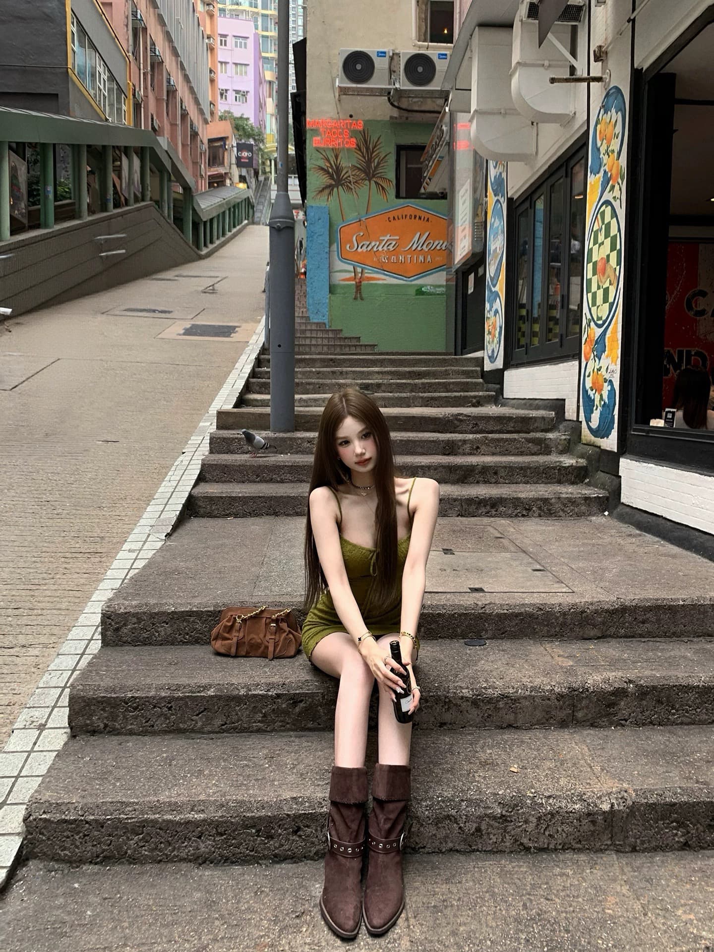tongiiuu 웨이 팬 모니카 레트로 휴가 질감 슬립 여성 드레스 허리 수축 슬림해 보이는 한 마디 미니 스커트 이미지 4