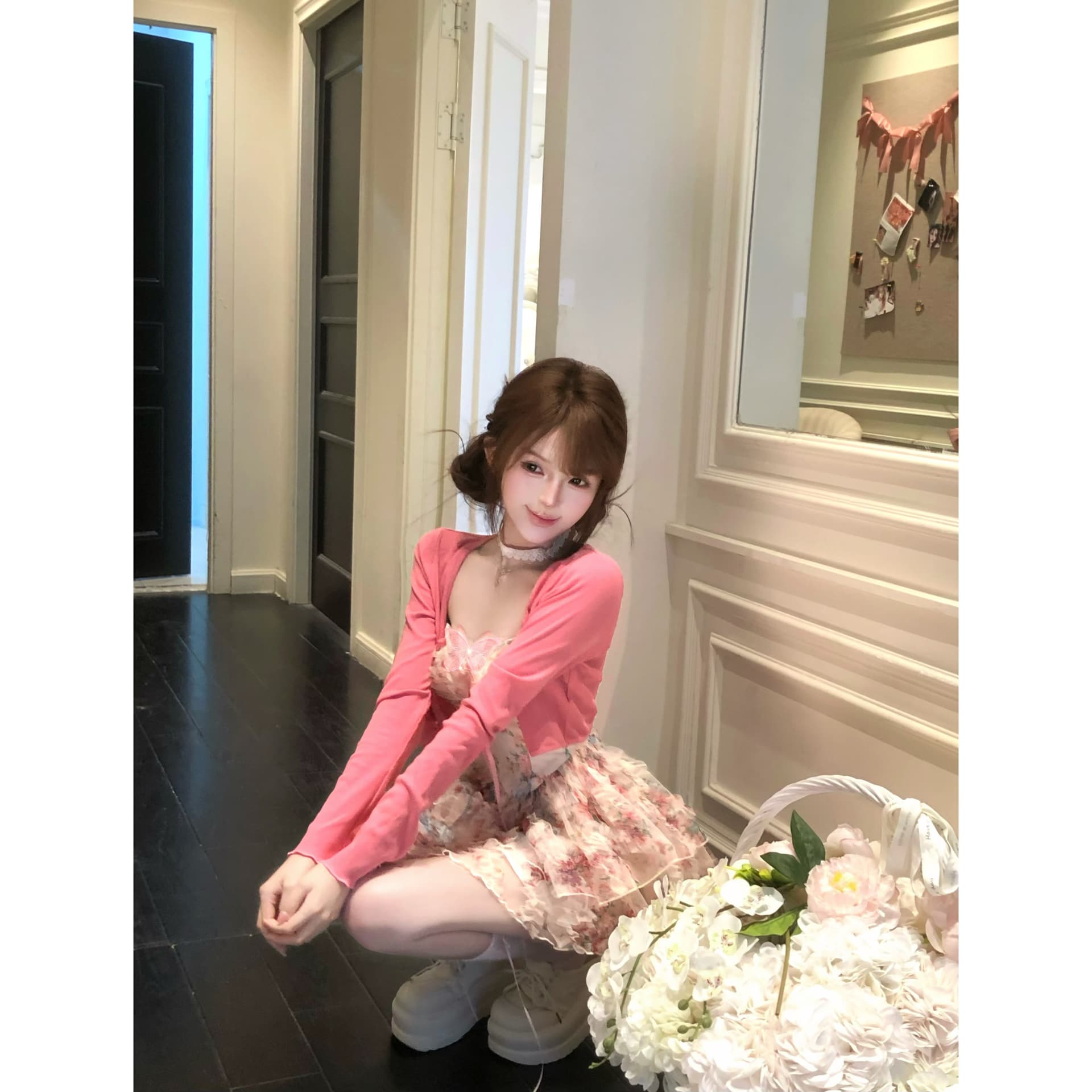 루이 茜 웨이 Sher S 꽃의 요정 봄 순수한 욕망 바람 중국 스타일 의류 오픈 가디건 점프 슈트 치마 상세 이미지 5