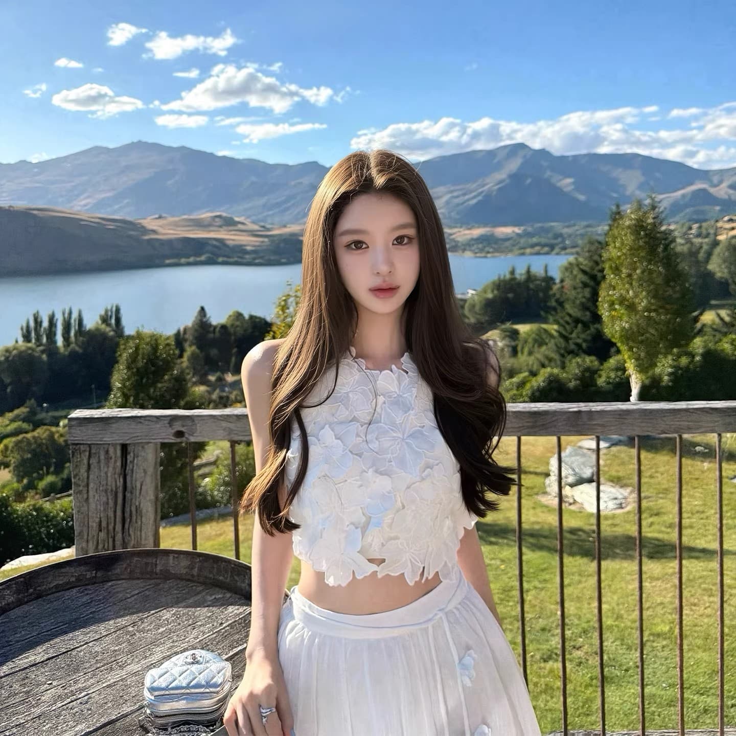 안녕하세요. 팬 팬 queenstown 쇼트 스타일 무거운 작업 3 차원 꽃 맨위 레이스업 반신 롱 스커트 세트