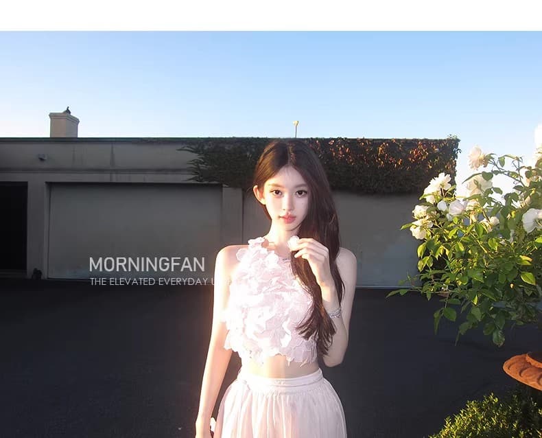 안녕하세요. 팬 팬 queenstown 쇼트 스타일 무거운 작업 3 차원 꽃 맨위 레이스업 반신 롱 스커트 세트 상세 이미지 16