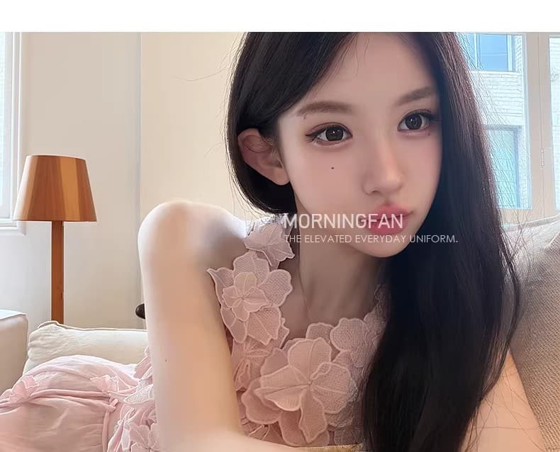 안녕하세요. 팬 팬 queenstown 쇼트 스타일 무거운 작업 3 차원 꽃 맨위 레이스업 반신 롱 스커트 세트 상세 이미지 20