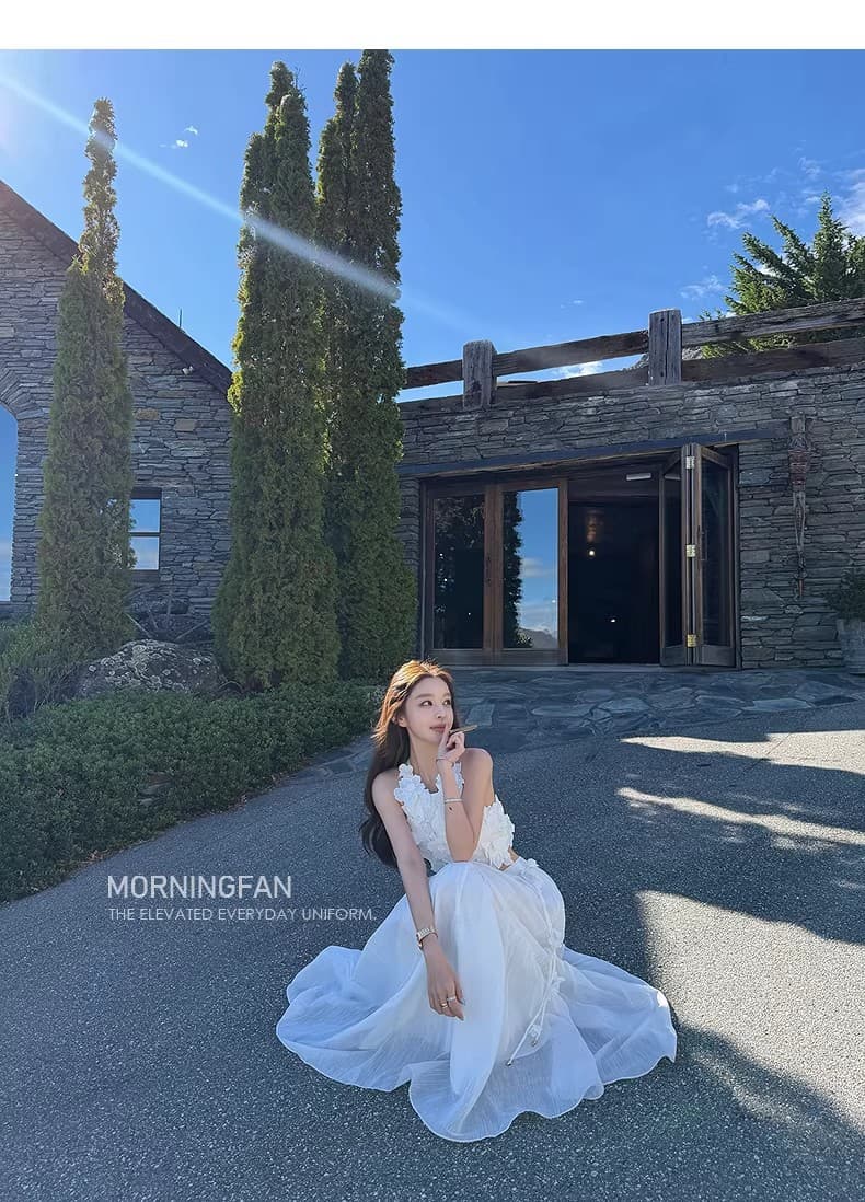 안녕하세요. 팬 팬 queenstown 쇼트 스타일 무거운 작업 3 차원 꽃 맨위 레이스업 반신 롱 스커트 세트 상세 이미지 22