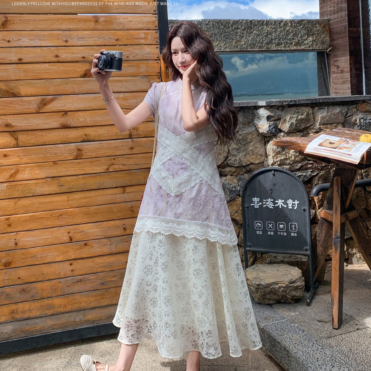새로운 중식 레트로 페이크 레이어드 개선 치파오 드레스 여성 여름 2026 년 새로운 자이언트 잘 생긴 폭발 화재 다용도 롱 스커트 이미지 2