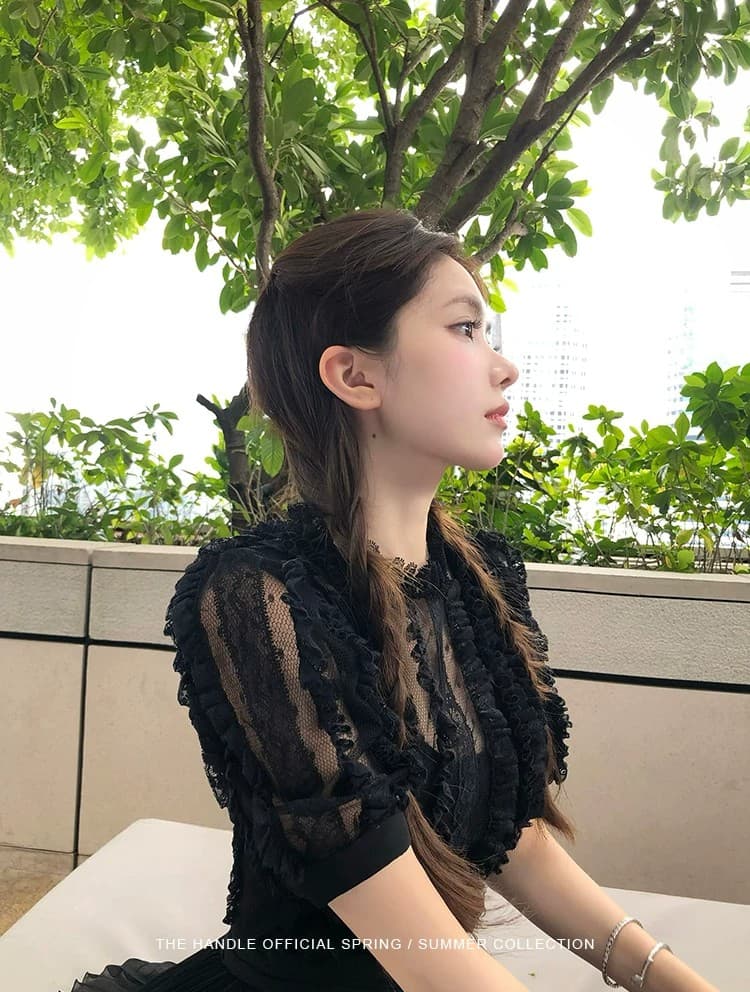thehandle official dolce gabb a 사설 서비스 보여주기 섹션 무거운 작업 플리츠 레이스 드레스 여름 상세 이미지 7