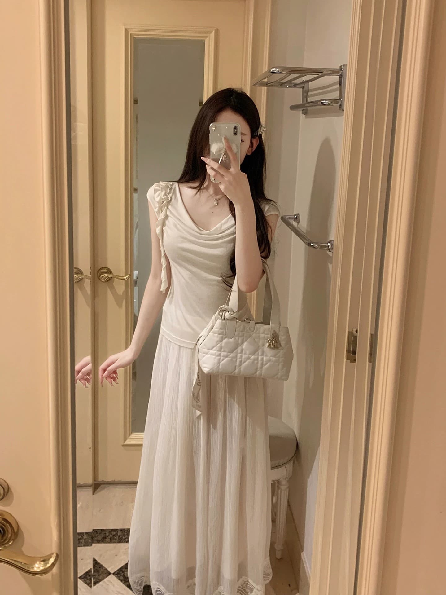 creamysweet 느긋한 펄럭 이는 바지 레이스 조각 홀로우 아웃 레이스 느슨함 도루 가을 센스 캐주얼 긴 바지 여성 상세 이미지 28