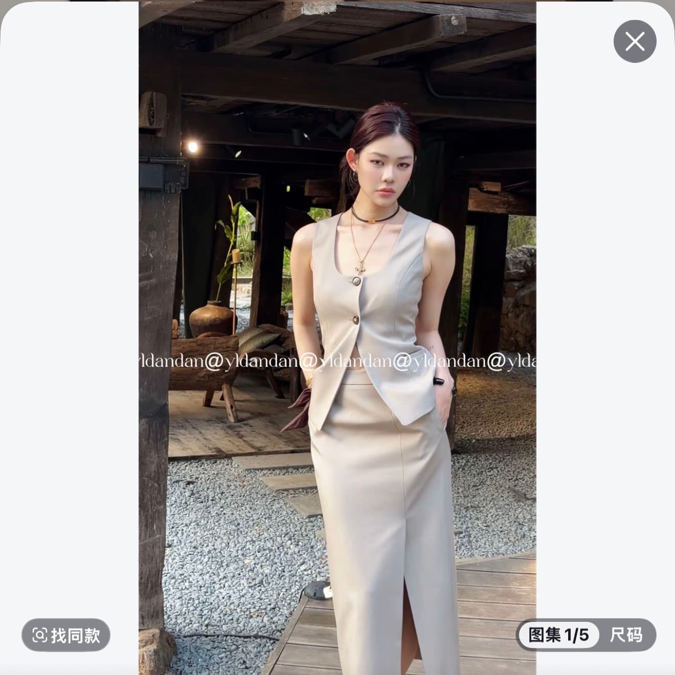 yldandan A 심지어 리 오래된 돈 레트로 디자인 센스 높음 지혜 미니멀리즘 민소매 손 사 디자인 센스 정장 세트