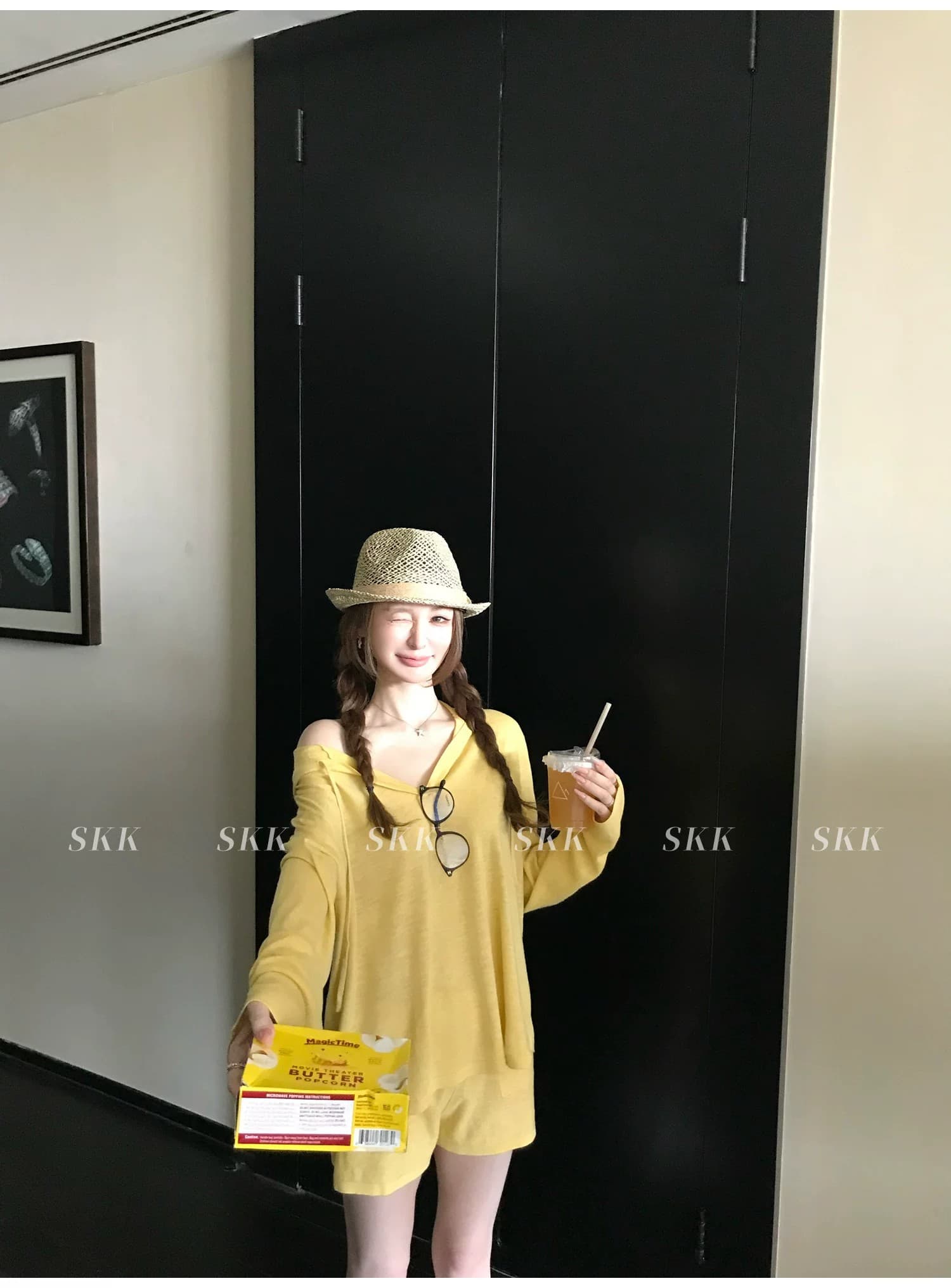 게으른 빛 산소 여름 안개 센스 작은 셔츠 48 지점 16 바늘 얇고 가벼운 아마 느긋한 후드 니트 맨위 세트 여성 상세 이미지 19