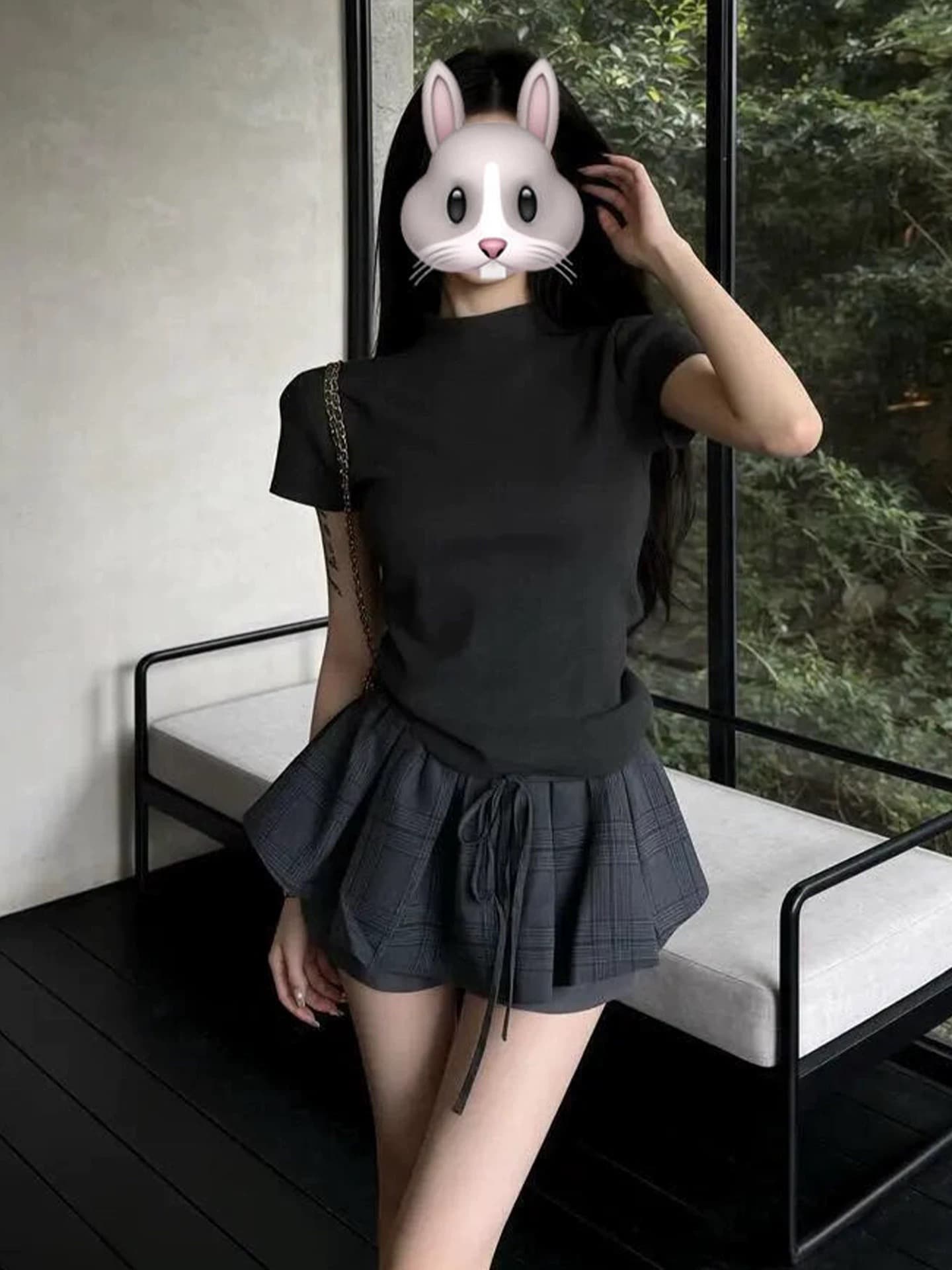 한 부서 그레이트 통해보기 가져 가라. 에이즈 환자 세트 2026 새로운 여름 회색 체크무늬 반신 미니 스커트 드레스 아이들 이미지 2