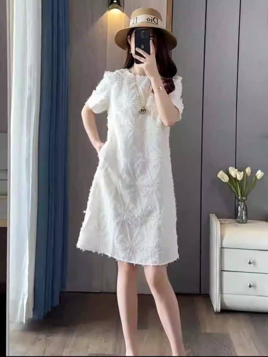빛 럭셔리 바람 유럽 상품 작은 샤넬 스타일 슬림해 보이는 여성 드레스 여름 새로운 프랑스식 디자인 센스 술 레이스 A라인 스커트 이미지 2