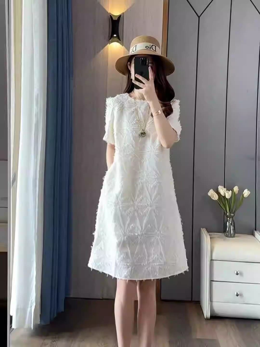 빛 럭셔리 바람 유럽 상품 작은 샤넬 스타일 슬림해 보이는 여성 드레스 여름 새로운 프랑스식 디자인 센스 술 레이스 A라인 스커트 상세 이미지 5