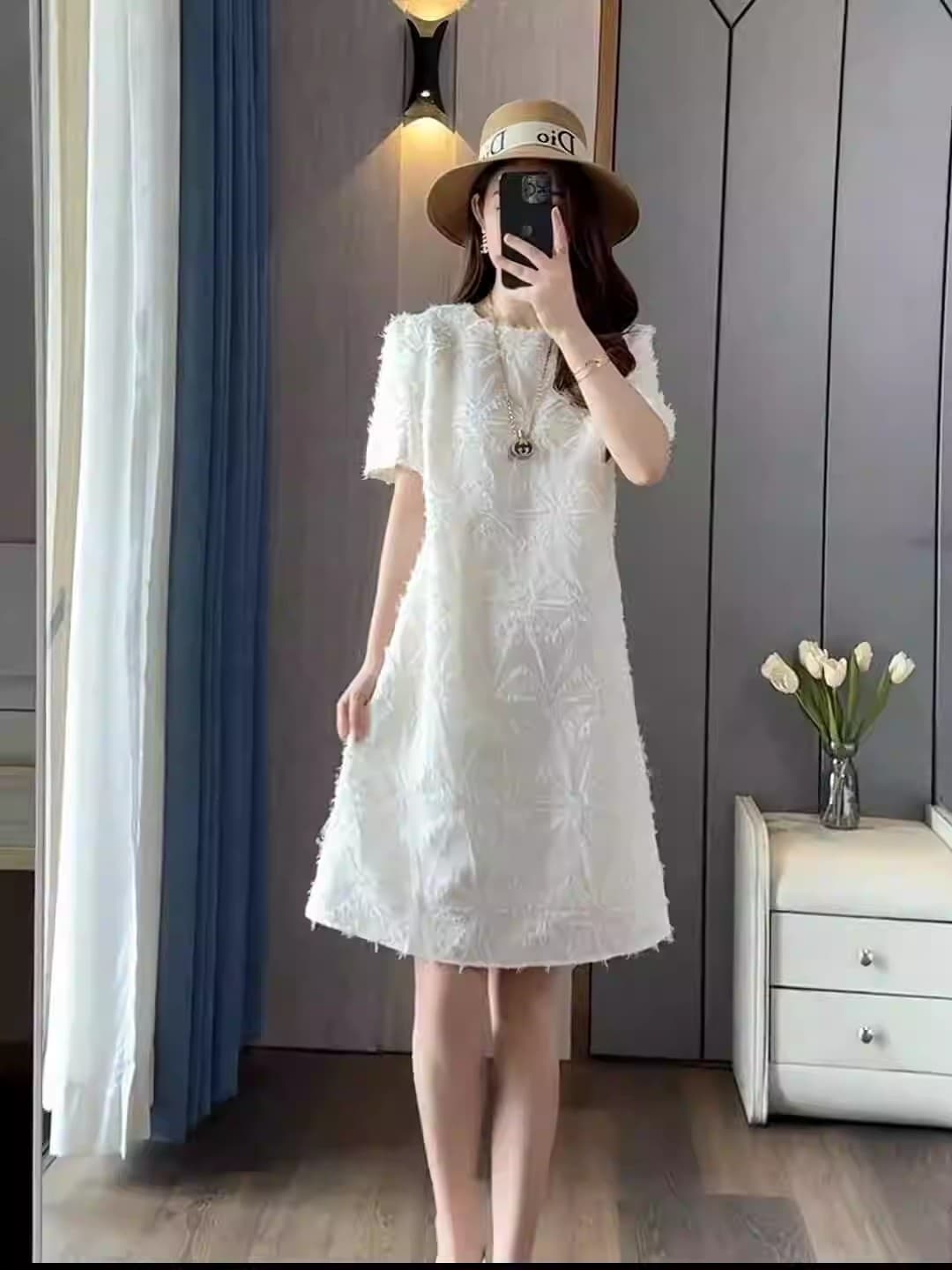 빛 럭셔리 바람 유럽 상품 작은 샤넬 스타일 슬림해 보이는 여성 드레스 여름 새로운 프랑스식 디자인 센스 술 레이스 A라인 스커트 상세 이미지 8