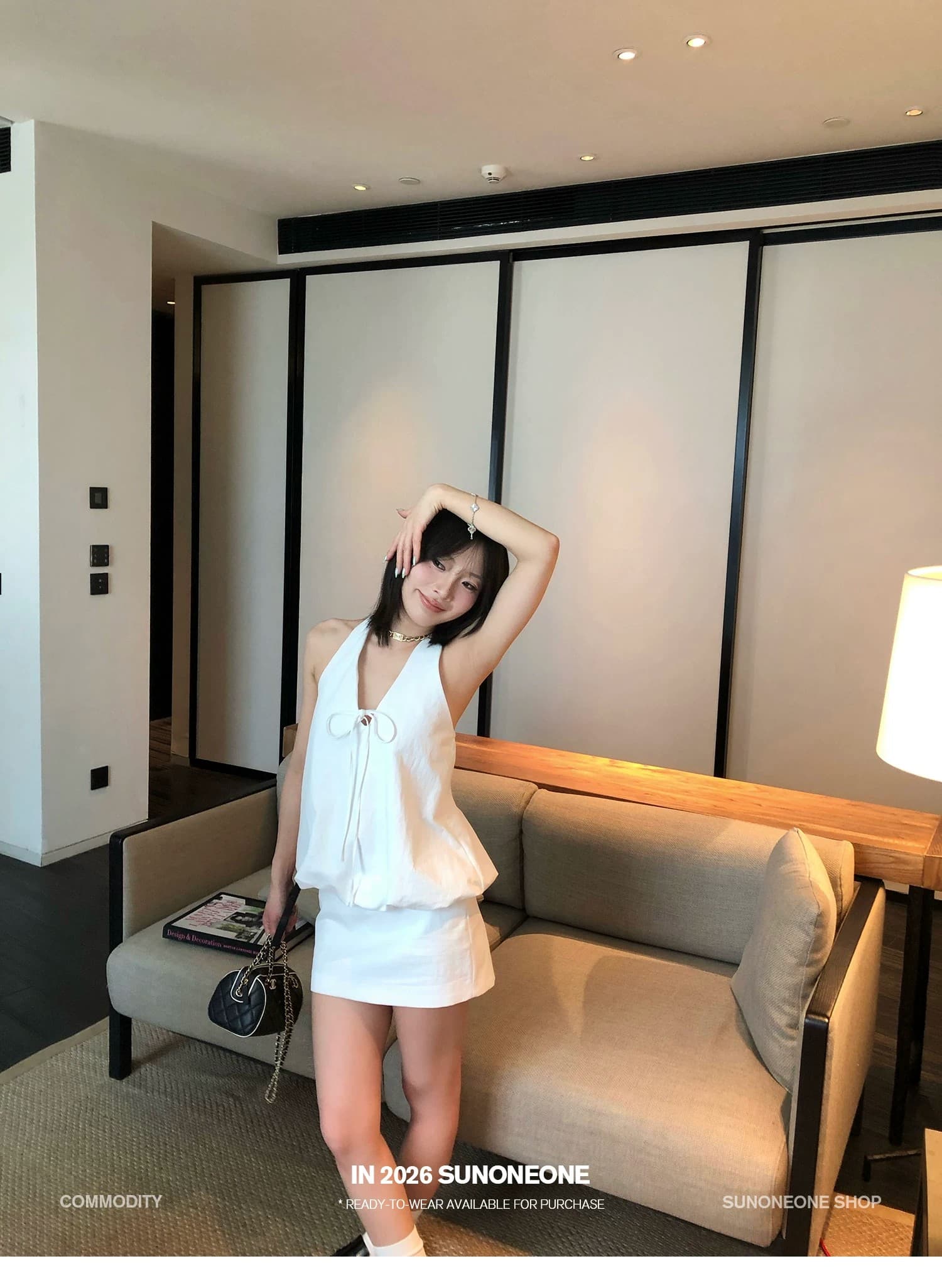 sunoneone 화이트 반 스커트 세트 여성 여름 행침 목 꽃밭 백리스 맨위 타이트 스커트 반신 스커트 투피스 세트 상세 이미지 30