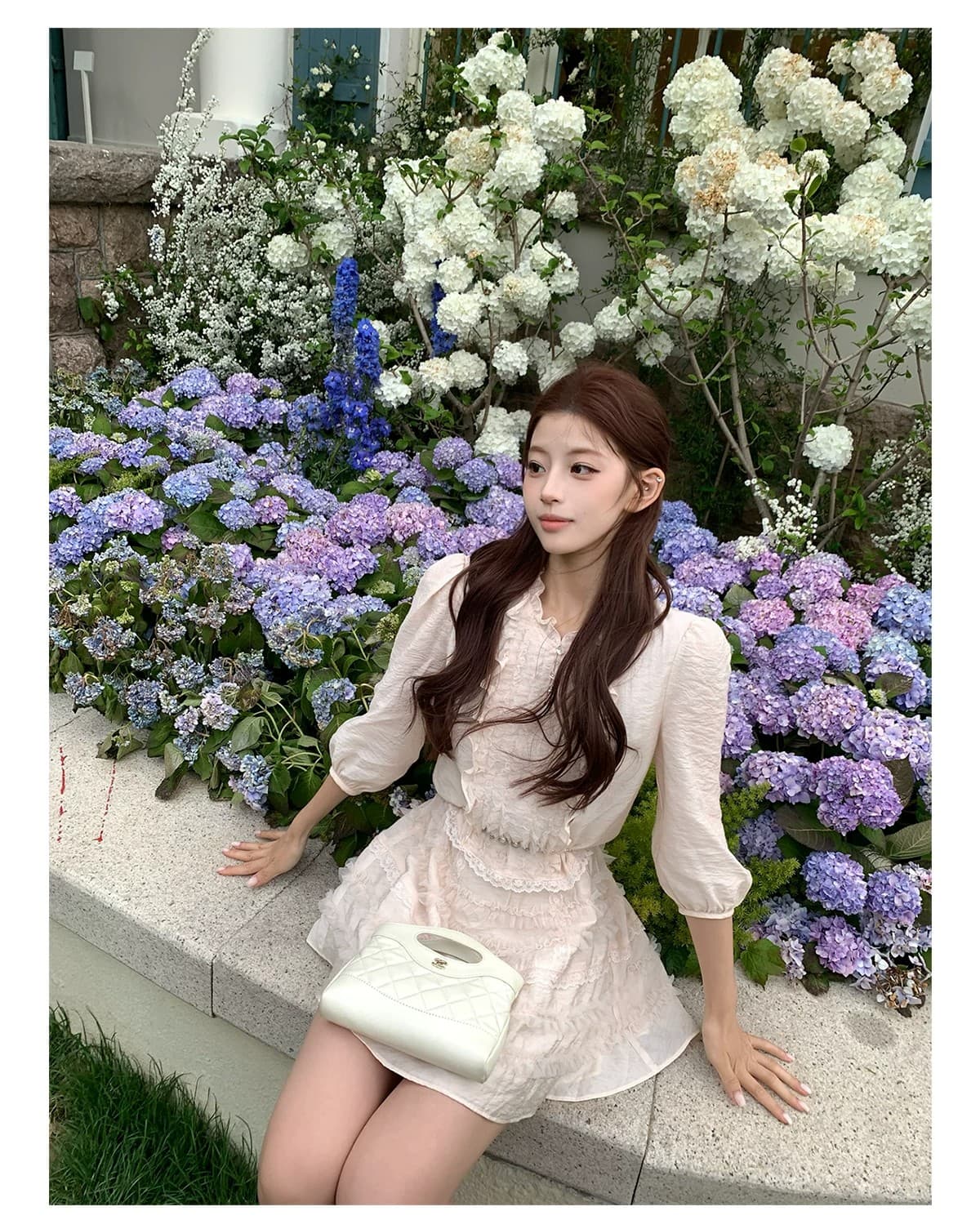 sourcewithu 지저우 소프트 캔디 라이 경기 서울 무거운 작업 2 색 레이스 레이스 드레스 한 부서 잘 행동 한 미니 스커트 상세 이미지 16