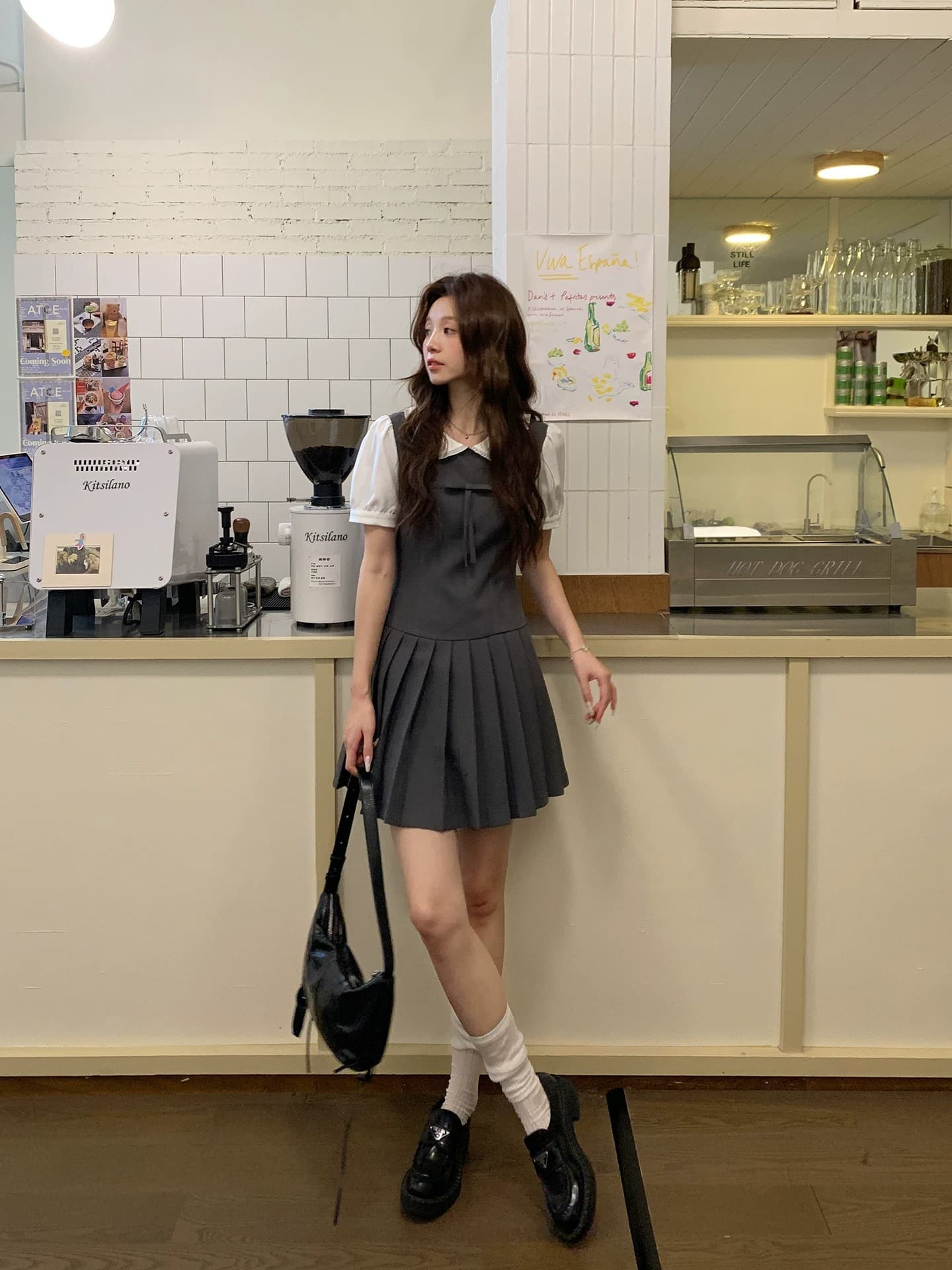 even 하나 원자바오 m1u 부서 작은 乖離 한 부서 높음 지혜 페이크 레이어드 드레스 플리츠 허리 수축 연령 감소 미니 스커트 여름 이미지 2