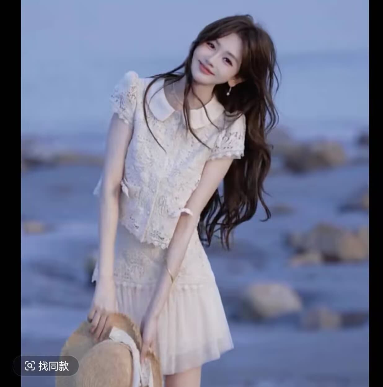 프랑스식 부드러운 바람 세트 여성 2026 여름 새로운 레이스 베이비 칼라 연령 감소 맨위 반신 스커트 투피스 세트 상세 이미지 8