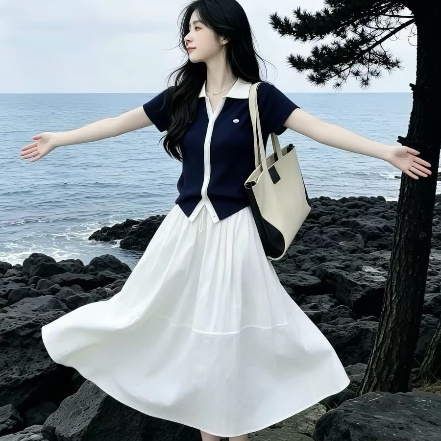 초여름 착용 가져 가라. 전체 집합 2026 슈퍼 화재 작은 대중 아니요 명중 섹션 빛 요리 한 프랑스식 패션 품격 점프 슈트 치마 세트 상세 이미지 5