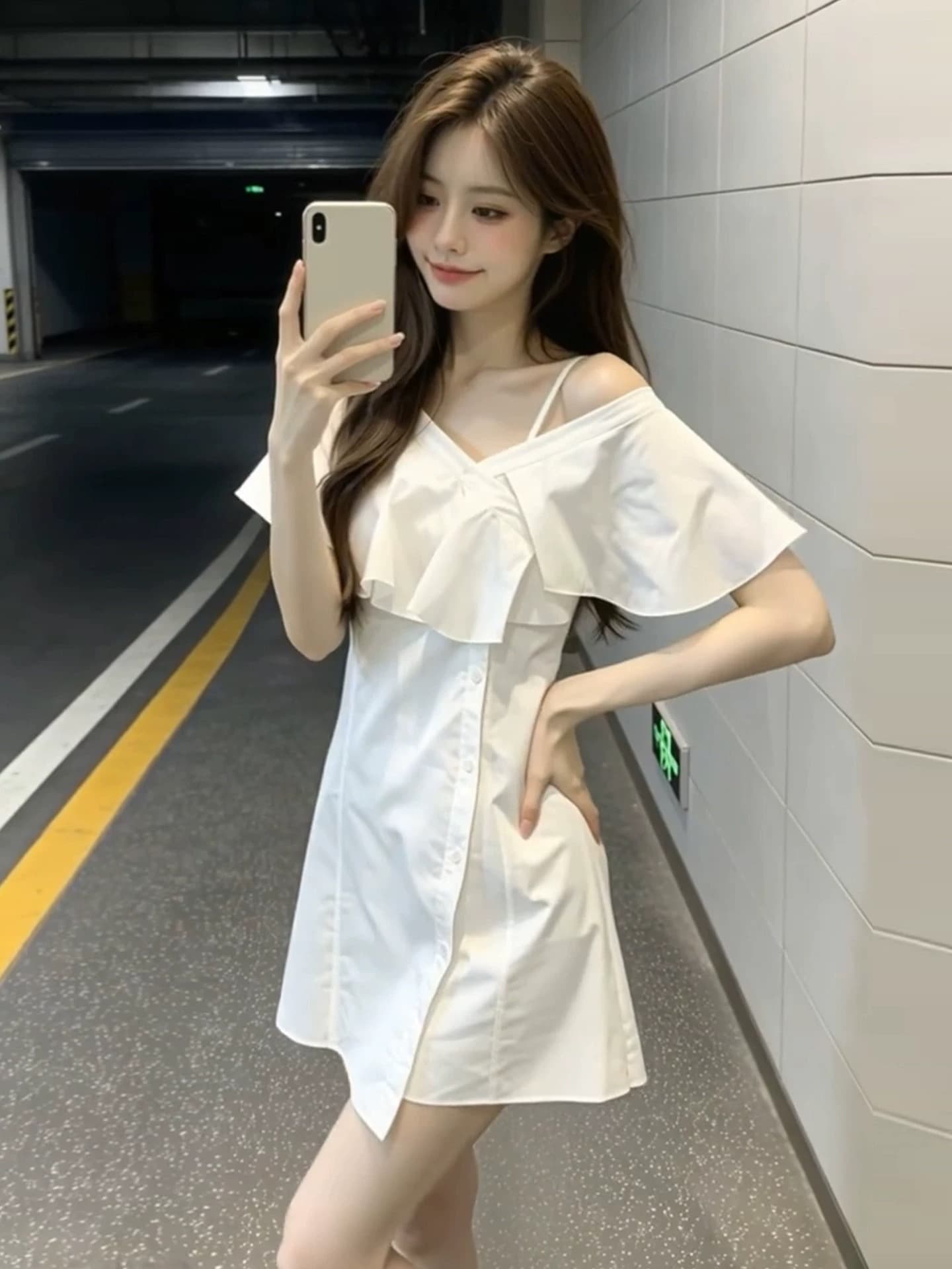 여름 새로운 작은 대중 Chic 오프숄더 디자인 센스 여성 드레스 한국 스타일 패션 다용도 셔츠 드레스 품격 미니 스커트 이미지 3