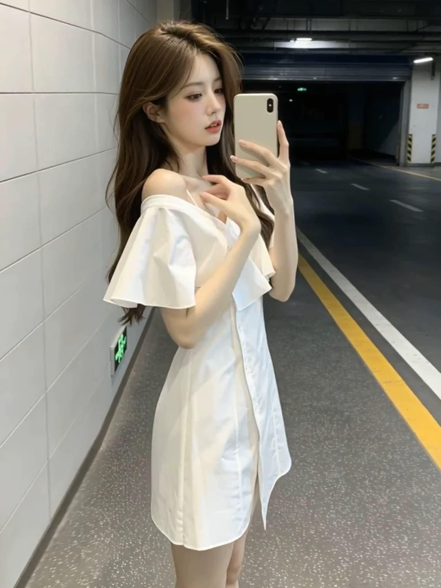 여름 새로운 작은 대중 Chic 오프숄더 디자인 센스 여성 드레스 한국 스타일 패션 다용도 셔츠 드레스 품격 미니 스커트 상세 이미지 2